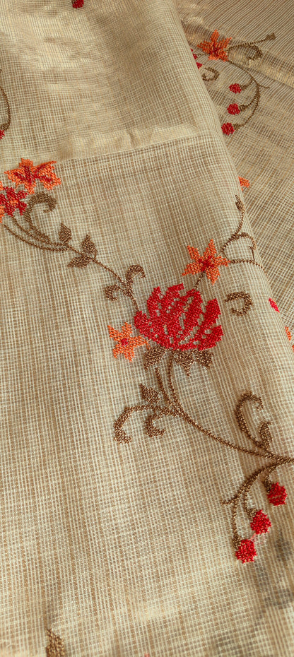 Embroidery done Golden Tissue kota dorai Saree