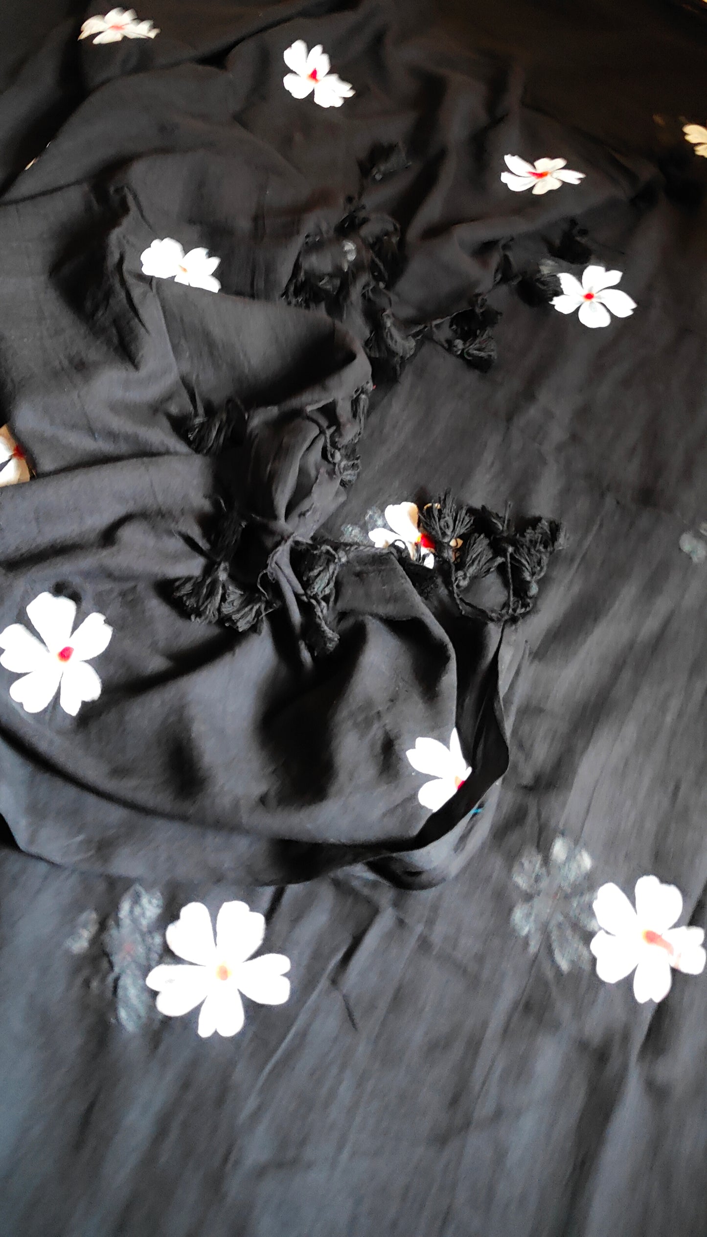 Chitrika – Eternal Black Hand Painted Mul Cotton Saree
