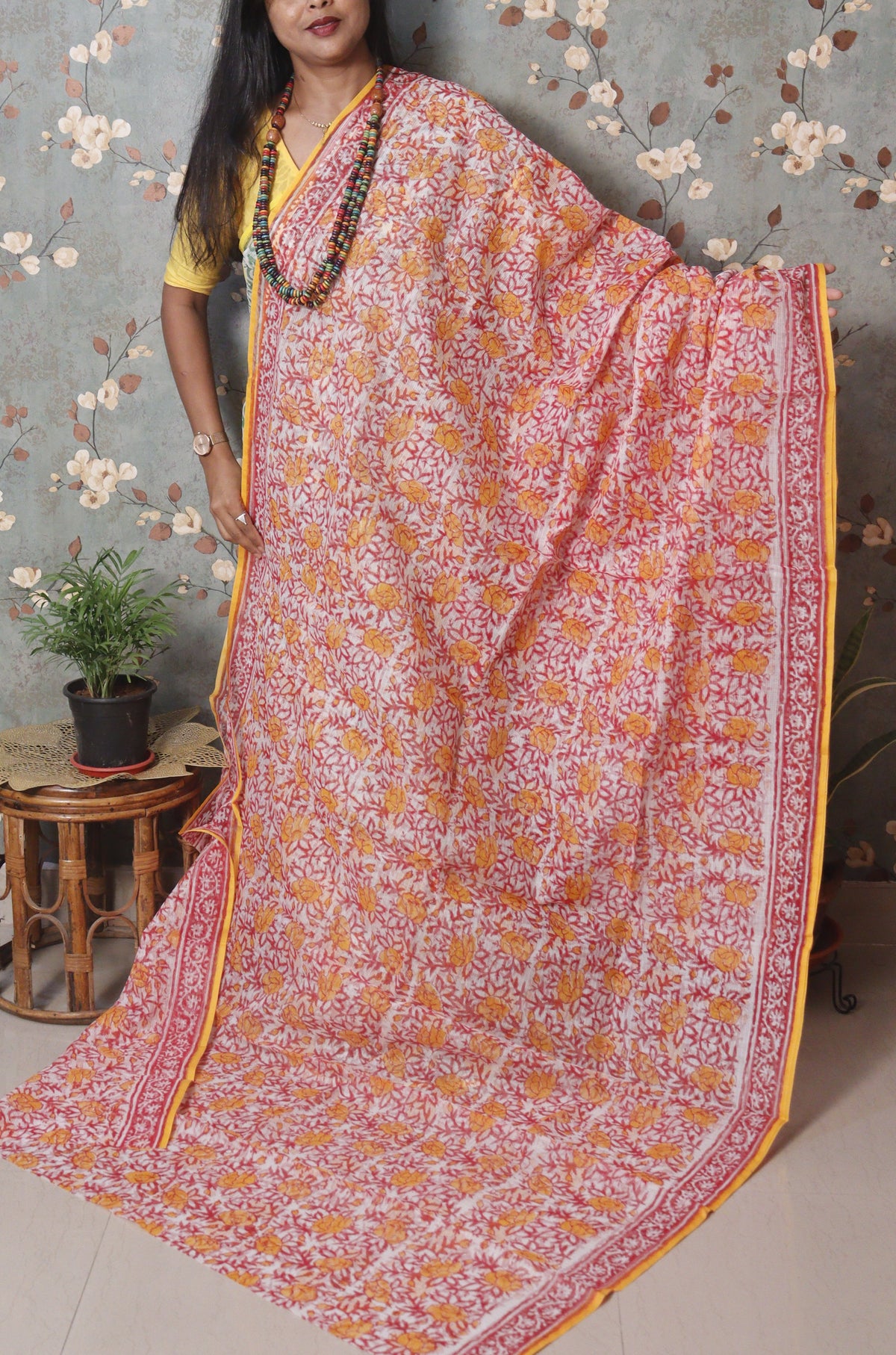 Vanika – Kesariya Bloom Block Print