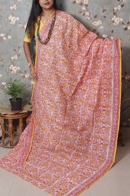 Vanika – Kesariya Bloom Block Print