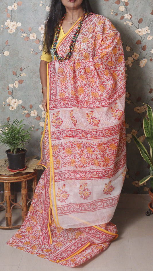 Vanika – Kesariya Bloom Block Print