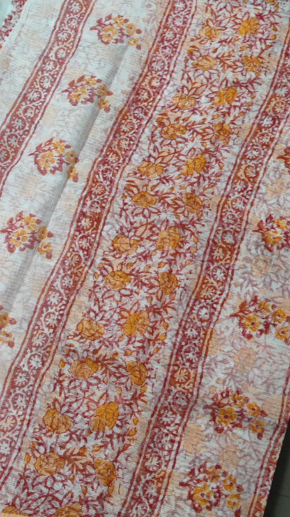 Vanika – Kesariya Bloom Block Print