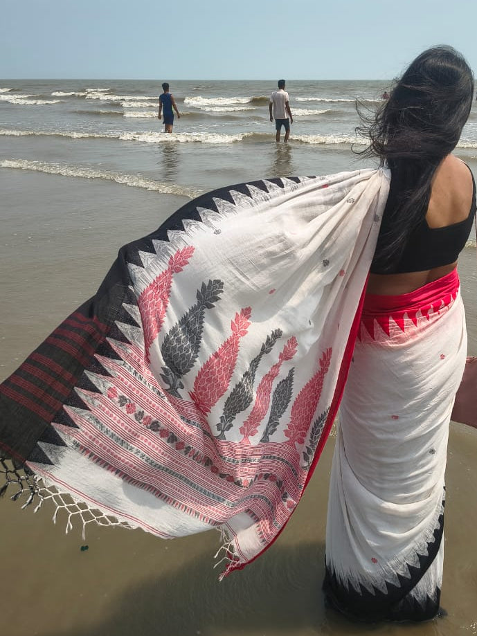 Ishira – Off White Fine Cotton Saree