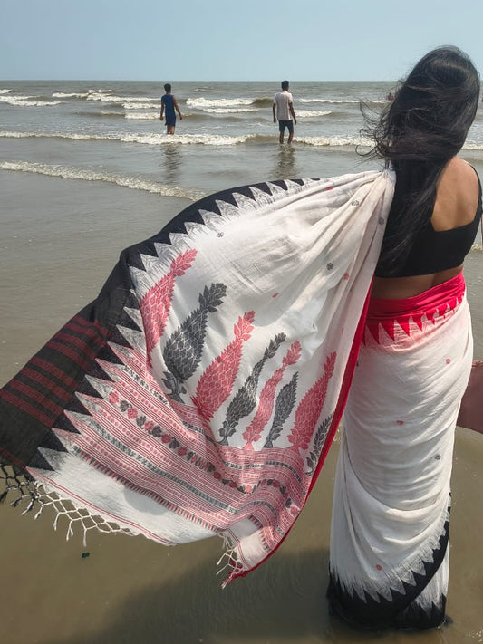 Ishira – Off White Fine Cotton Saree