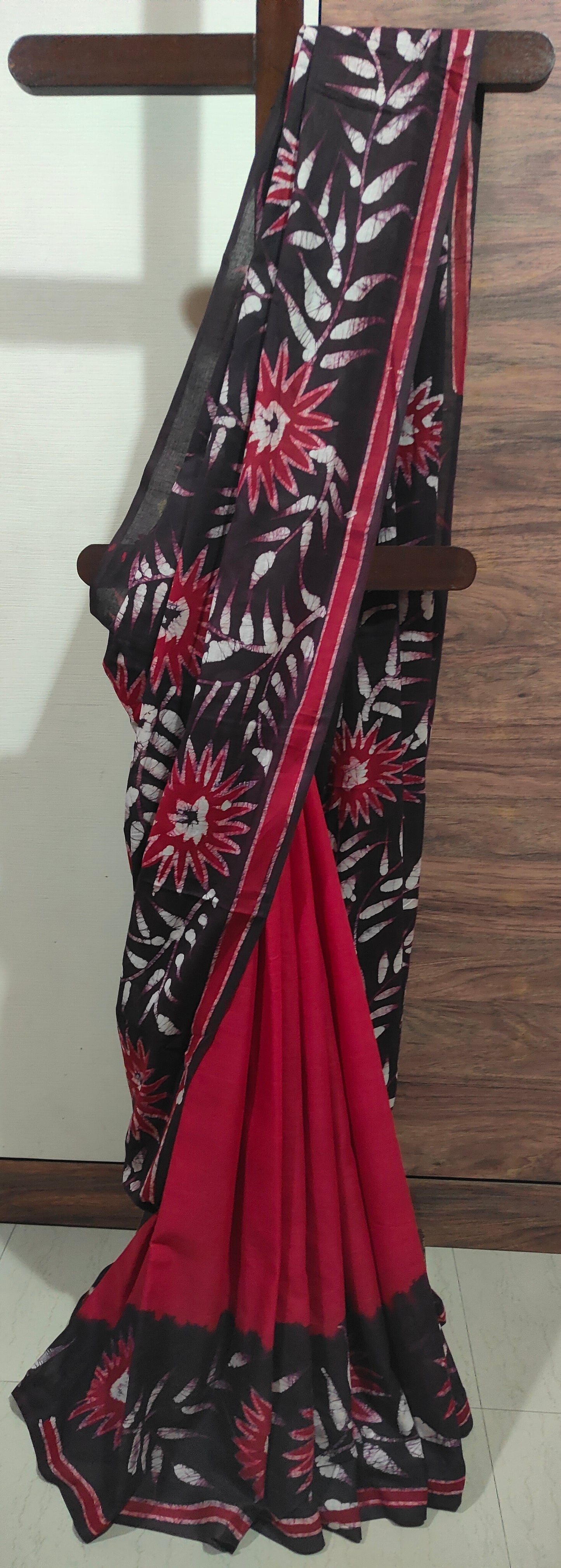 Raktika – Maroon Hand Batik Cotton Saree