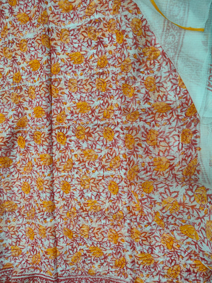 Vanika – Kesariya Bloom Block Print