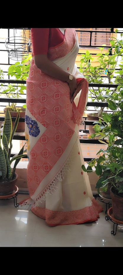 Aabha – Off-White Pure Cotton Saree