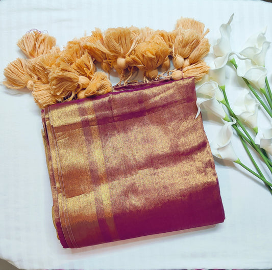 Pink Golden Glow Zari Cotton Raga Saree