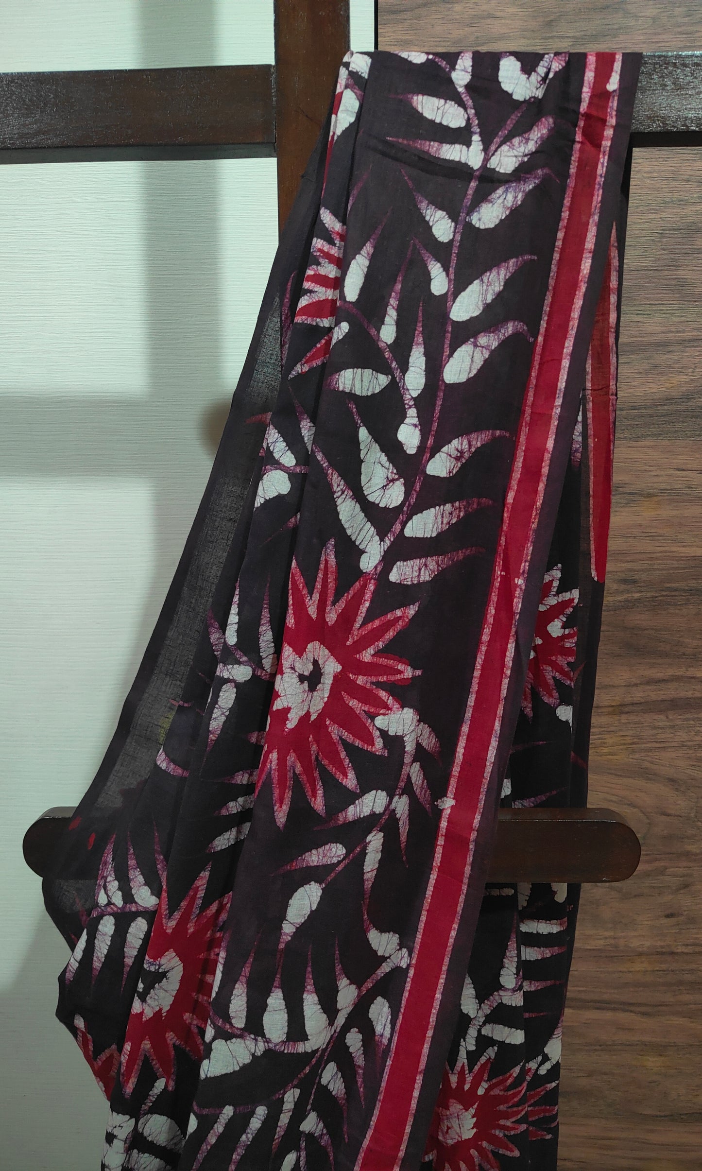 Raktika – Maroon Hand Batik Cotton Saree