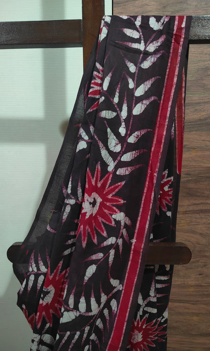 Raktika – Maroon Hand Batik Cotton Saree
