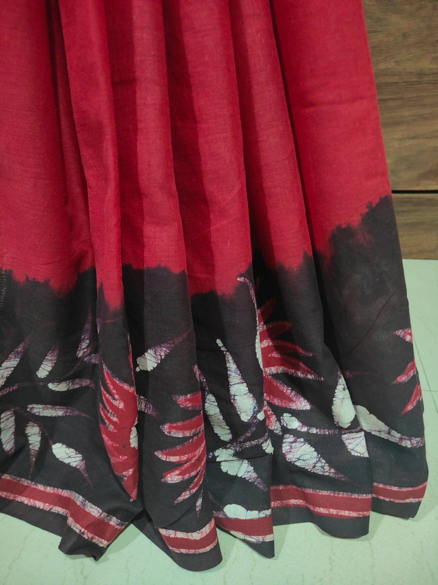 Raktika – Maroon Hand Batik Cotton Saree