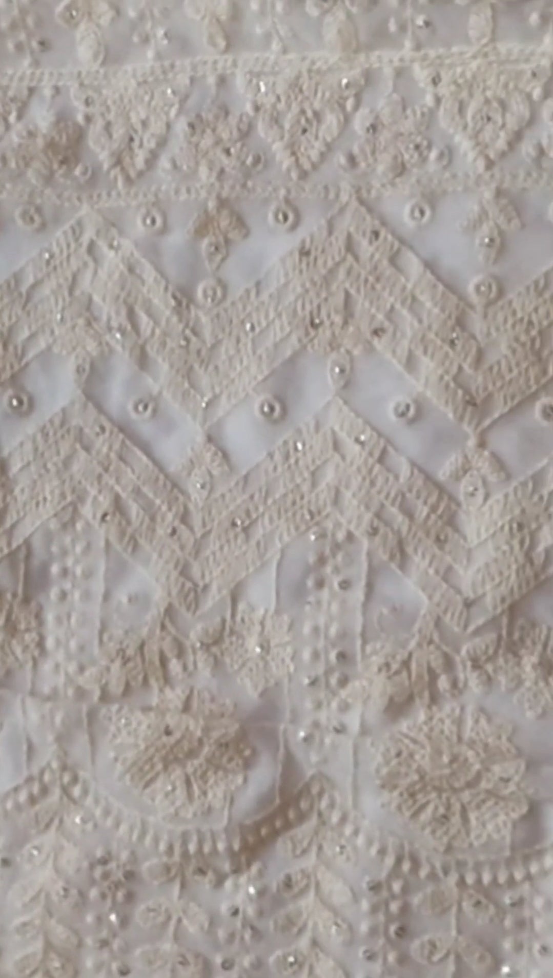 White Lucknowi Chikankari Saree With Sequin Embellishments