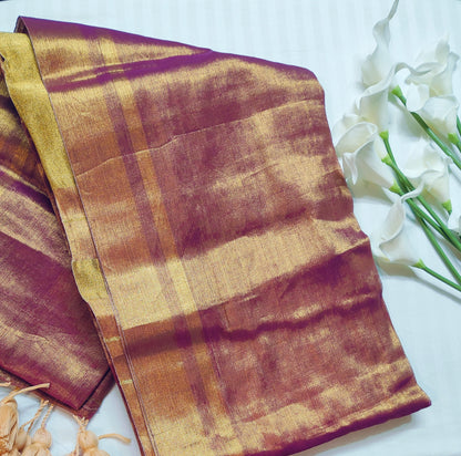 Pink Golden Glow Zari Cotton Raga Saree
