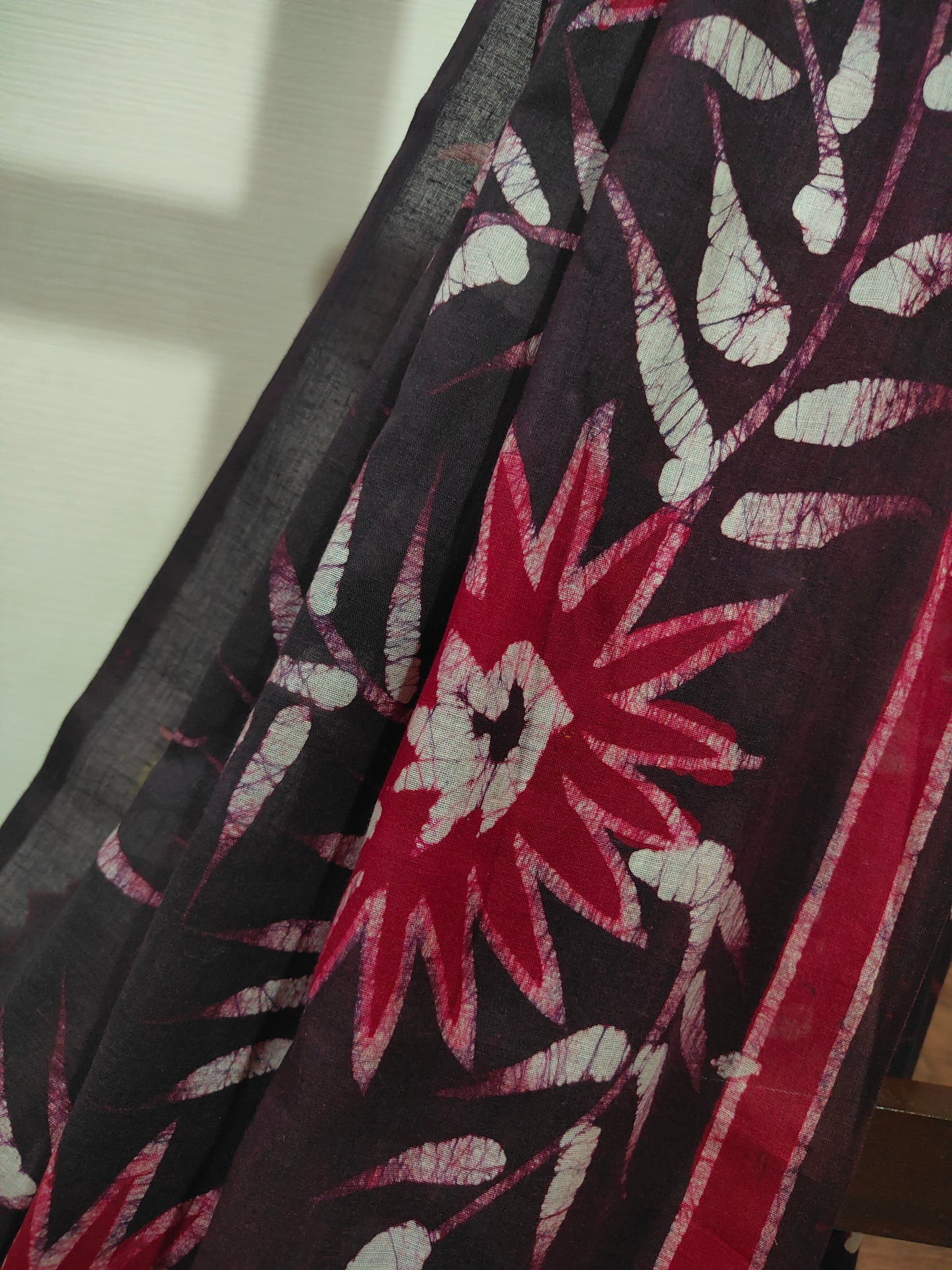 Raktika – Maroon Hand Batik Cotton Saree