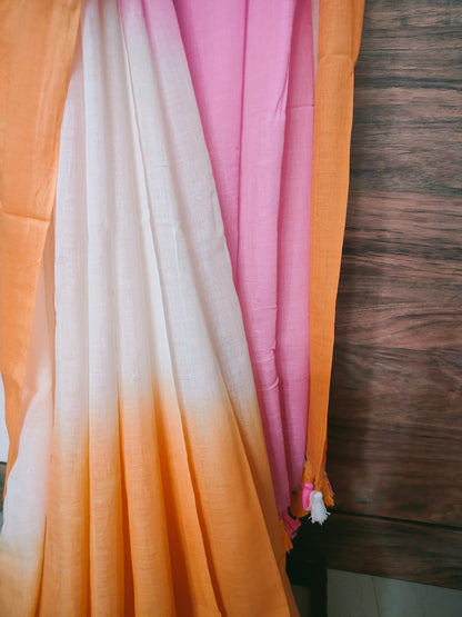 Three Shaded Mul Cotton Saree