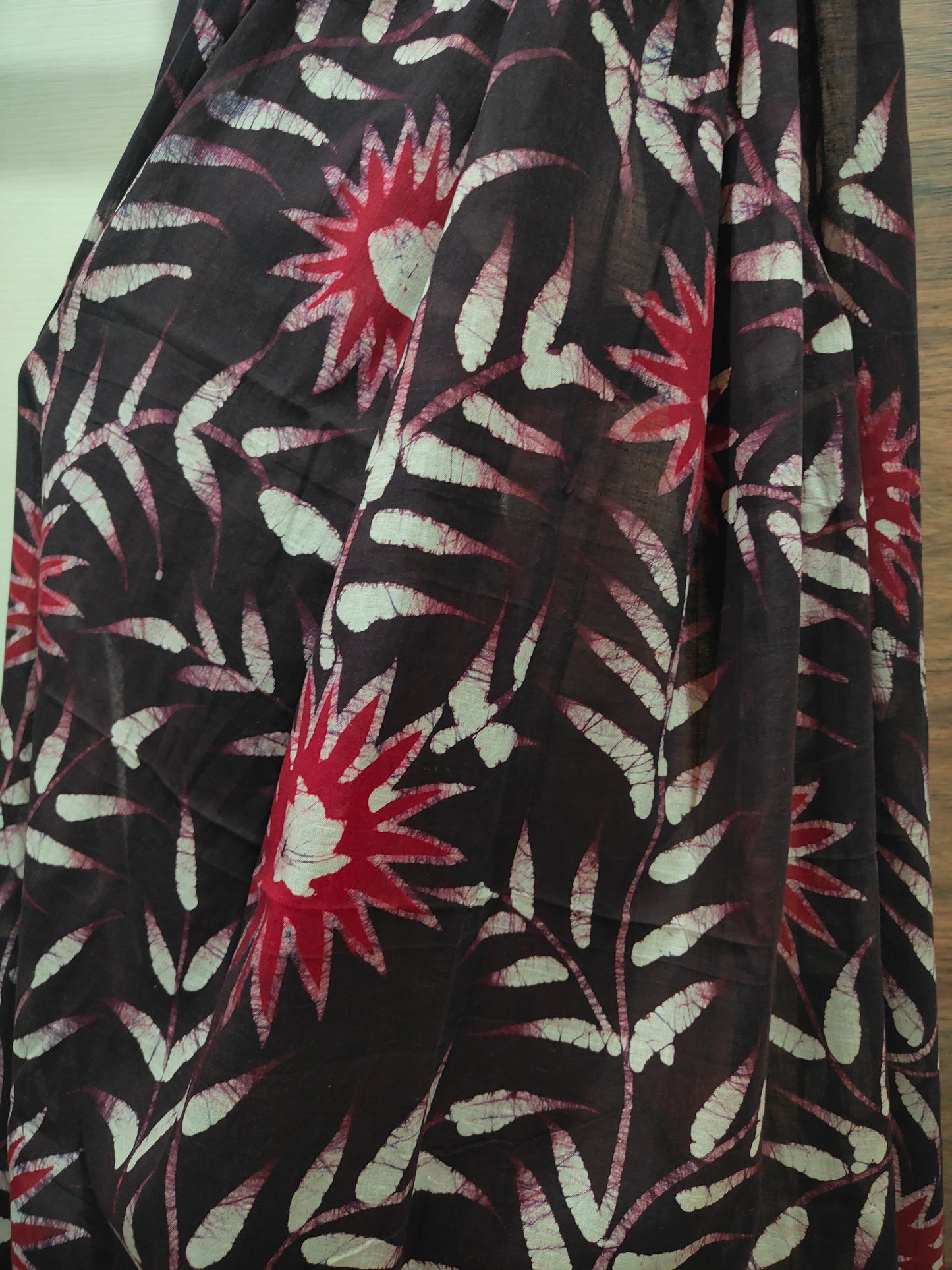 Raktika – Maroon Hand Batik Cotton Saree