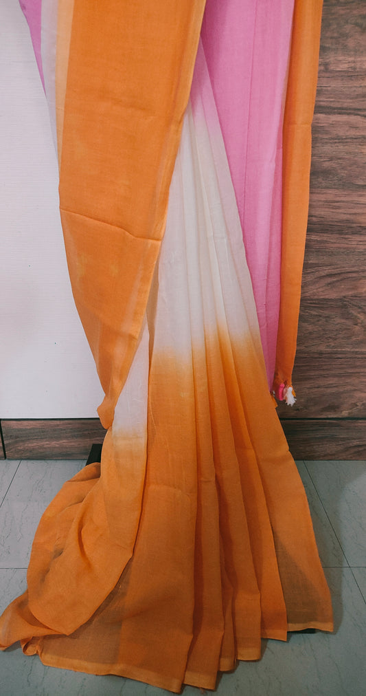 Three Shaded Mul Cotton Saree